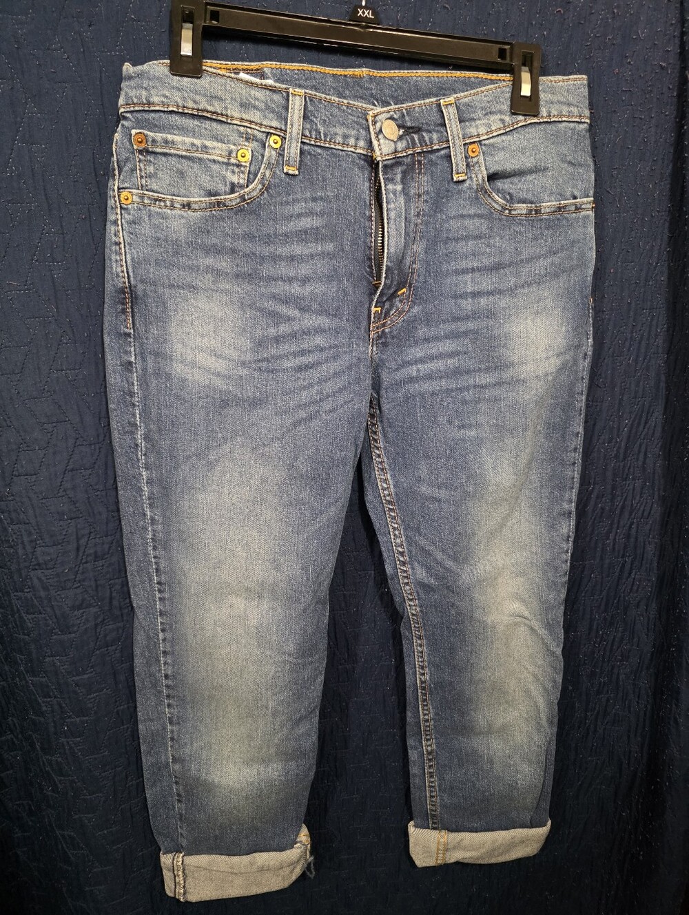 Levi's 511 Women's High-Rise Dark Blue Denim Jeans with Gold Stitching